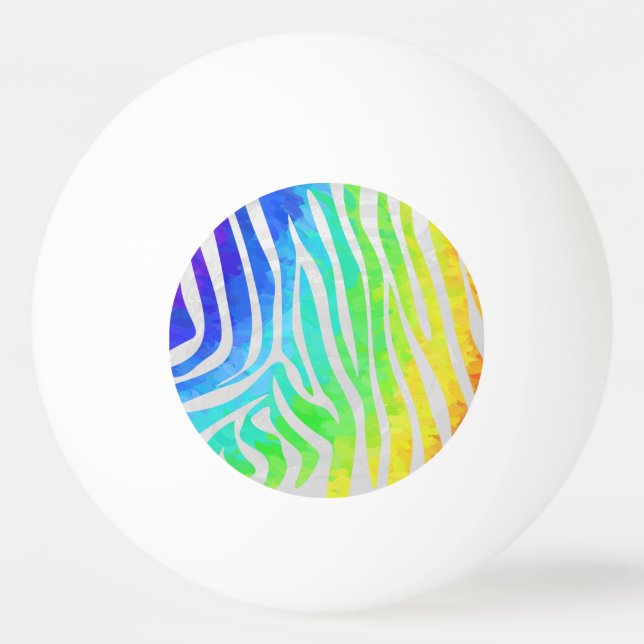 Balle De Ping Pong Zebra Rainbow et White Print (Devant)