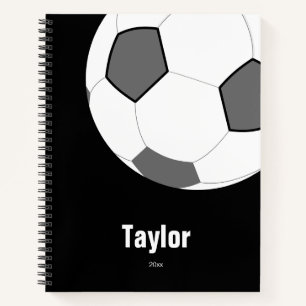 Balle de soccer noir blanc Nom Date Carnet spiral