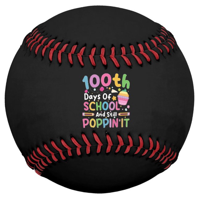Balle De Softball 100 jours d'école et fille toujours branchée  (Devant)
