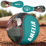 Balle De Softball 2 Photo Turquoise Player Numéro d'équipe<br><div class="desc">2 Photo Numéro Turquoise du joueur,  Nom du joueur,  Nom de l'équipe Softball. Vous pouvez créer votre propre softball unique avec votre nom,  numéro de joueur,  nom d'équipe et 2 photos. Super idée cadeau de gardien ou un gardien pour les joueurs de baseball.</div>