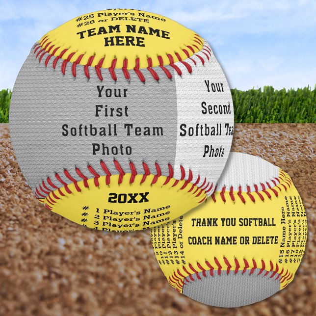 Balle De Softball 2 Photos, Tous les joueurs, Équipe, Noms des entra (Best Gifts for Softball Coaches. Personalized Softball. Photo, Players Names. Softball Coach gifts.)