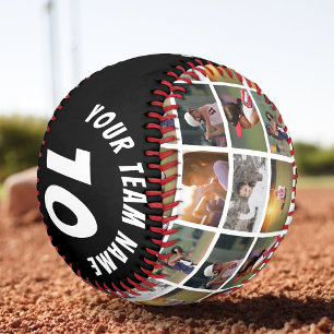 Balle De Softball 6 Photo Collage Black Player Numéro d'équipe Nom d