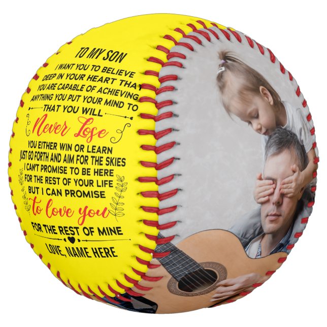 Balle De Softball À Mon Fils De Papa ou Maman Citation & Custom 2 Ph (Incliné)