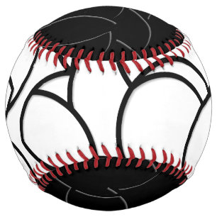 Balle De Softball Abstrait noir et blanc entrelacés