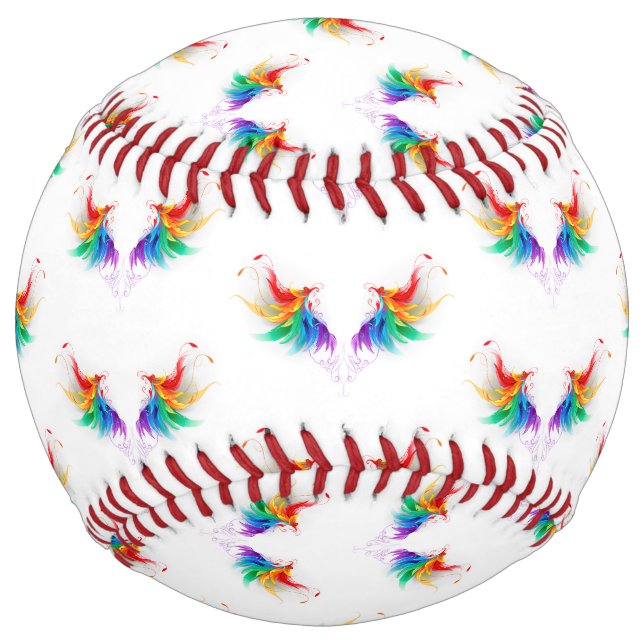 Balle De Softball Ailes fluffy arc-en-ciel (Devant)
