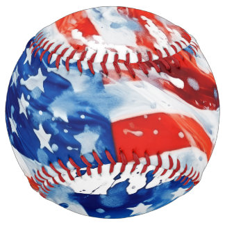 Balle De Softball American Flag USA Watercolor 4 juillet