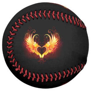 Balle De Softball Angel Fire Heart with Wings