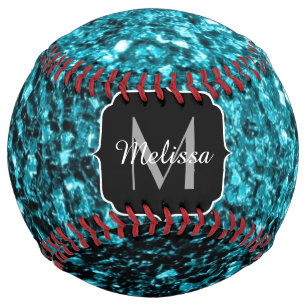 Balle De Softball Aqua bleu faux parties scintillant scintille nom d