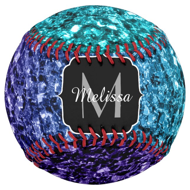 Balle De Softball Aqua bleu ombre fausse parties scintillant scintil (Devant)