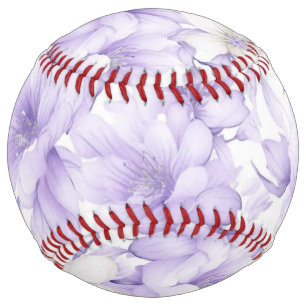 Balle De Softball Aquarelle délicate Fleurs violettes