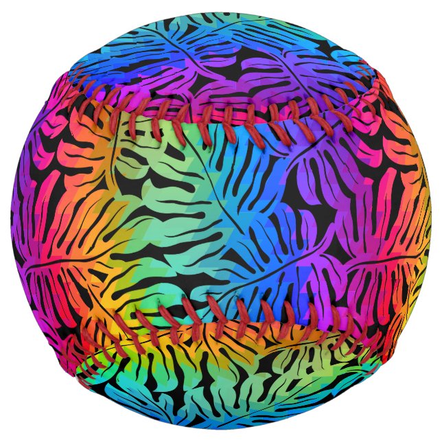 Balle De Softball Arc-en-ciel tropical (Devant)