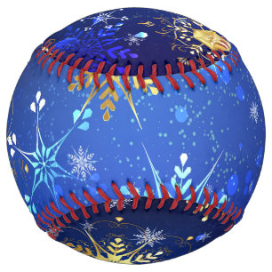 Balle De Softball Arrière - plan Bleu XMAS avec des flocons de neige
