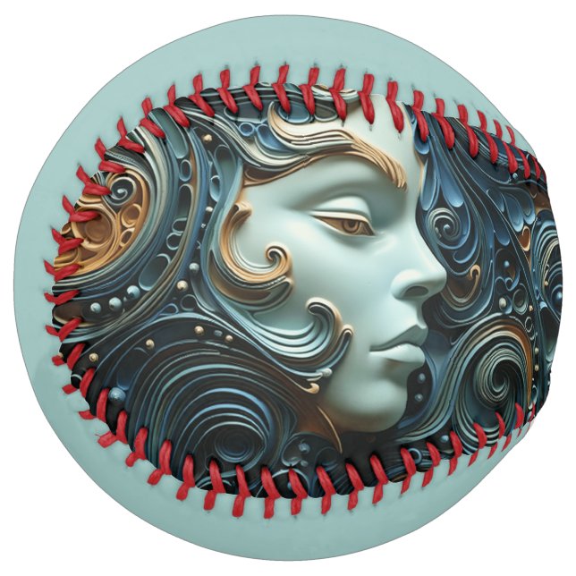 Balle De Softball Art 3D de la femme Lune (Dos Droit)