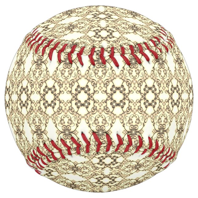 Balle De Softball Aspect dentelle de fleurs Sépia doré (Devant)