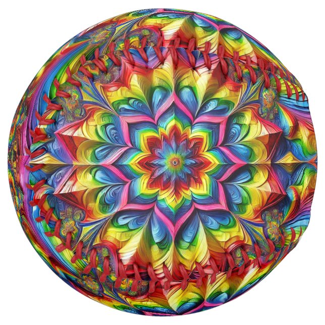 Balle de softball avec LGBTQ Couleurs Design (Devant gauche)