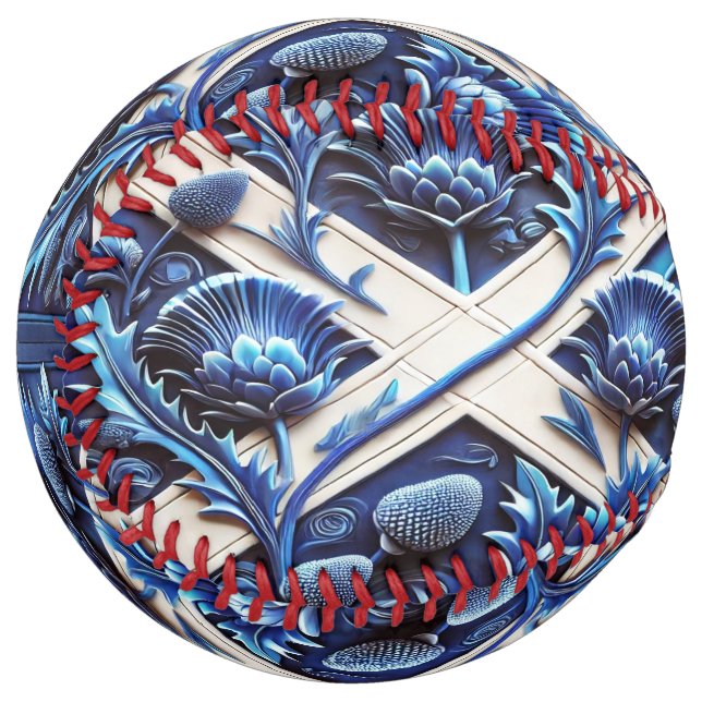balle de softball avec Scottish Thistles Design (Devant gauche)