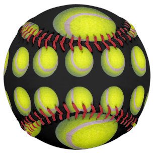 Balle De Softball Ballons De Tennis Jaune Sur Noir, Sofball