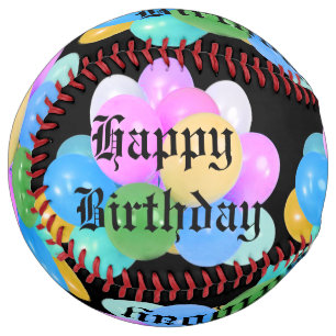 Balle De Softball Balloons De Fête D'Anniversaire Et Texte D'Anniver