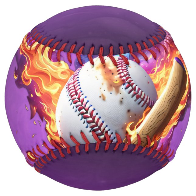 Balle De Softball Baseball en feu. (Devant)