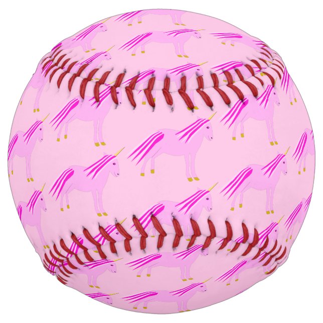 Balle De Softball Bébé rose jolie fille Unicorn Motif (Devant)