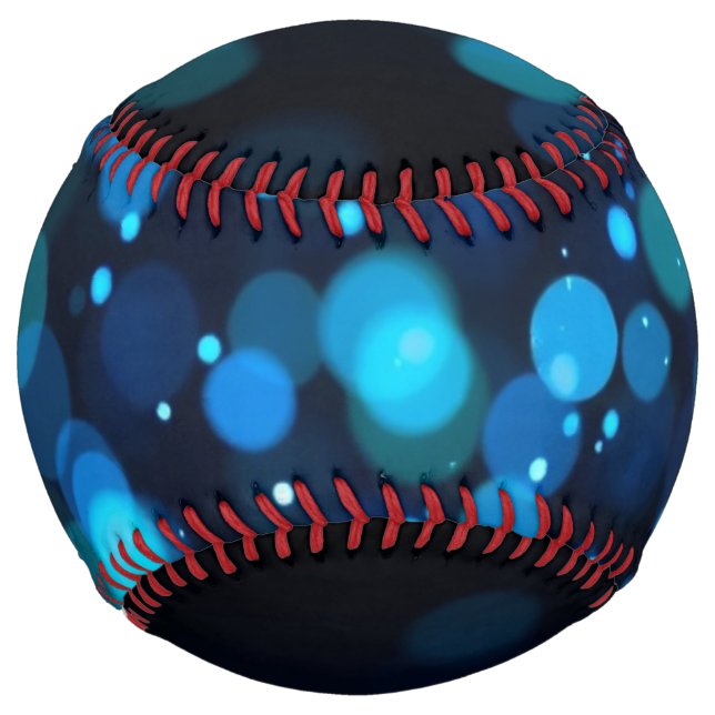 Balle De Softball Bleu brillant Bokeh Abstrait (Devant)