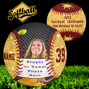 Balle De Softball Bleu marine et or de Vegas, Photo Softball
