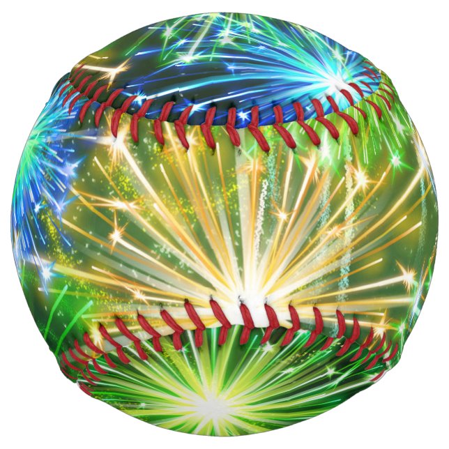 Balle De Softball blue Gold yellow fireworks (Devant)