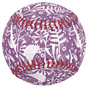 Balle De Softball Botanique moderne violet