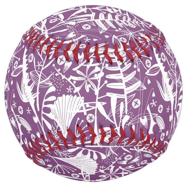 Balle De Softball Botanique moderne violet (Devant)