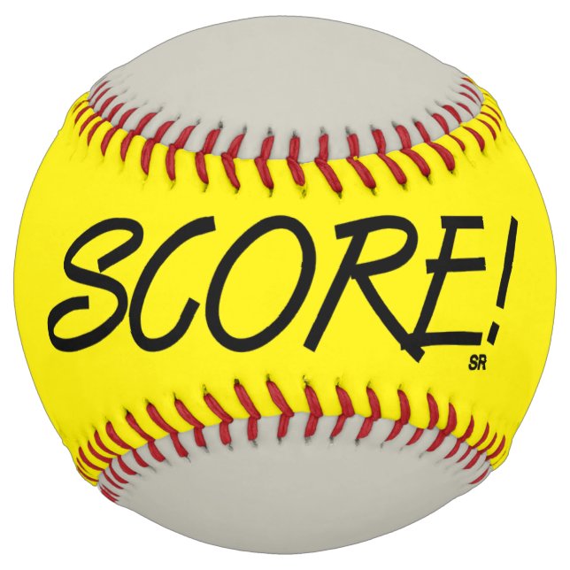 Balle De Softball Bouton doux de score jaune et gris (Devant)