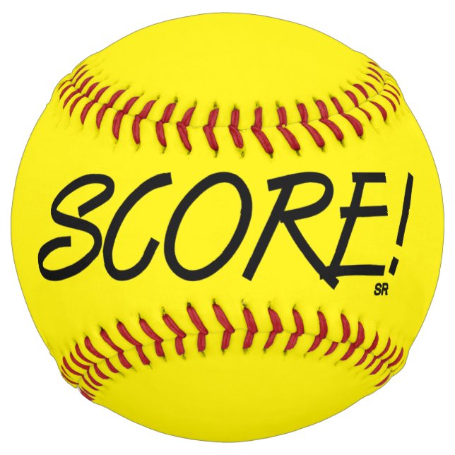 Balle De Softball Bouton doux jaune Score (Devant)