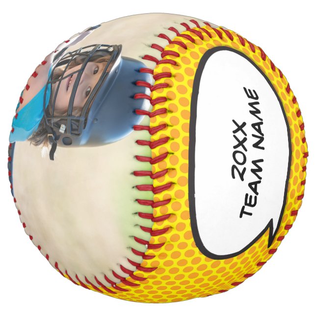 Balle De Softball Bulle de texte de bande dessinée personnalisée ave (Incliné)