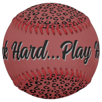 Balle De Softball Burgundy Animal Print (personalize)