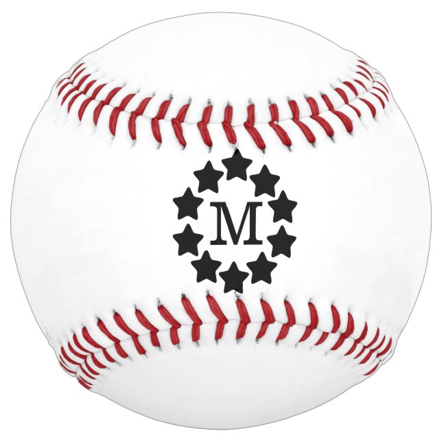 Balle De Softball Cadre Black Star Monogrammé (Devant)