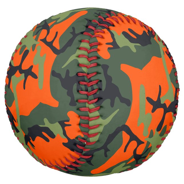 Balle De Softball Camouflage orange et vert, Militaire, Armée (Incliné)
