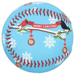 Balle De Softball Cardinal Et Cardinal En Branche - MERRY XMAS