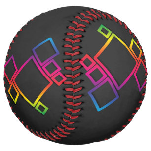 Balle De Softball Carrés colorés géniaux sur Noir No. 1