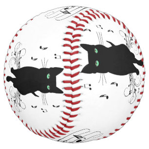 Balle De Softball Chat noir entouré de notes de musique chuchotantes
