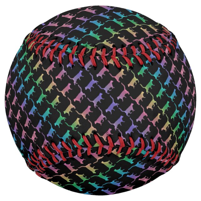 Balle De Softball Chats Arc-En-Ciel Noir Ou Votre Couleur (Devant)