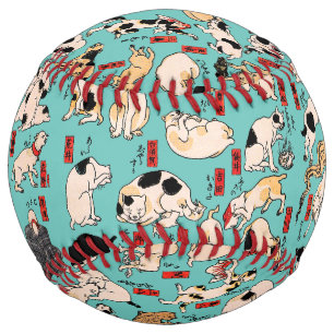 Balle De Softball Chats japonais Ukiyo-e Art drôle
