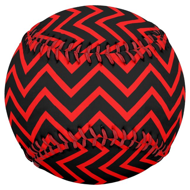 Balle De Softball Chevron rouge et noir (Devant)
