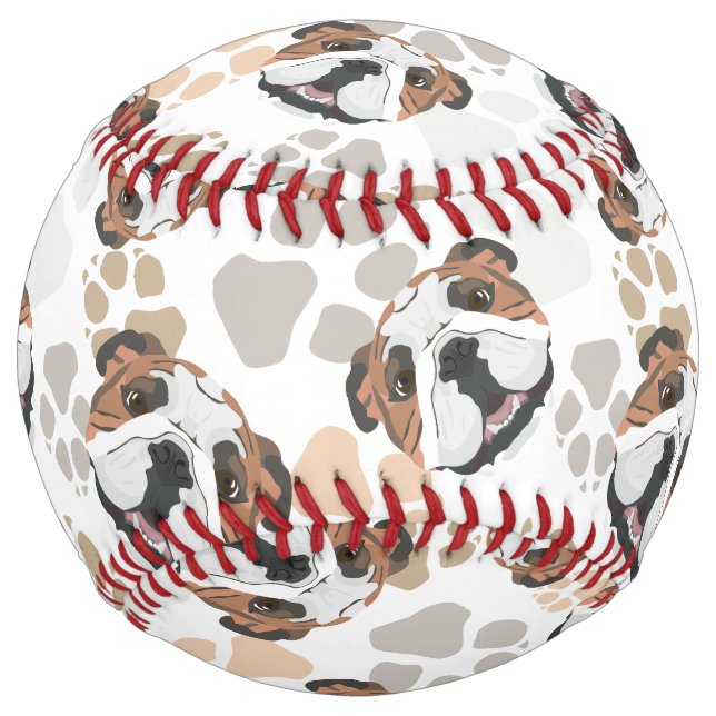 Balle De Softball Chien pattes motif anglais Bulldog (Devant)