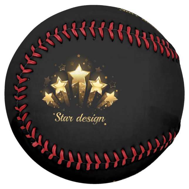 Balle De Softball Cinq étoiles d'or en noir (Devant gauche)