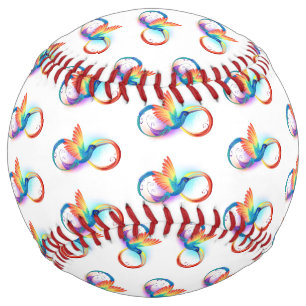 Balle De Softball Colibri arc-en-ciel avec symbole Infinity