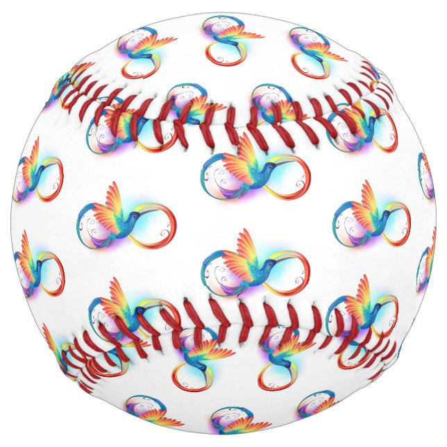 Balle De Softball Colibri arc-en-ciel avec symbole Infinity (Devant)