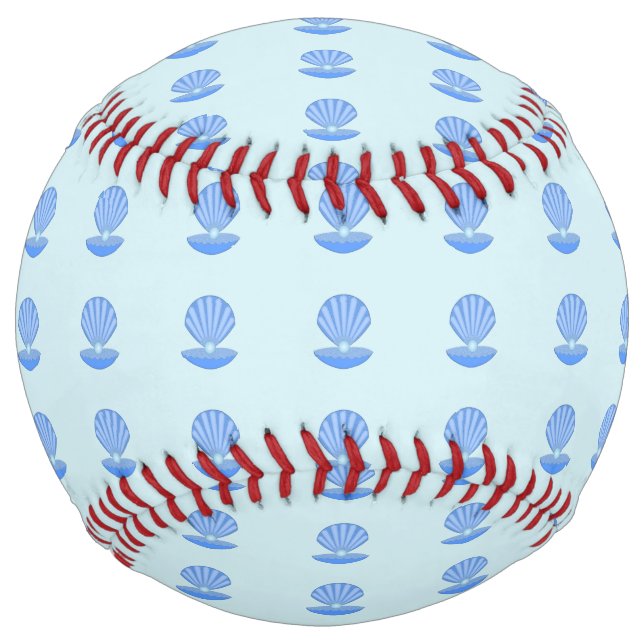Balle De Softball Coquille d'huîtres pour bébé bleu et modèle de per (Devant)