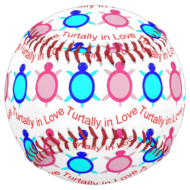 Balle De Softball Couple de tortue mignonne (Devant)