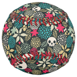Balle De Softball Crâne en fleurs