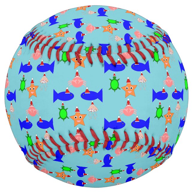 Balle De Softball Créatures de la mer de Noël (Dos)