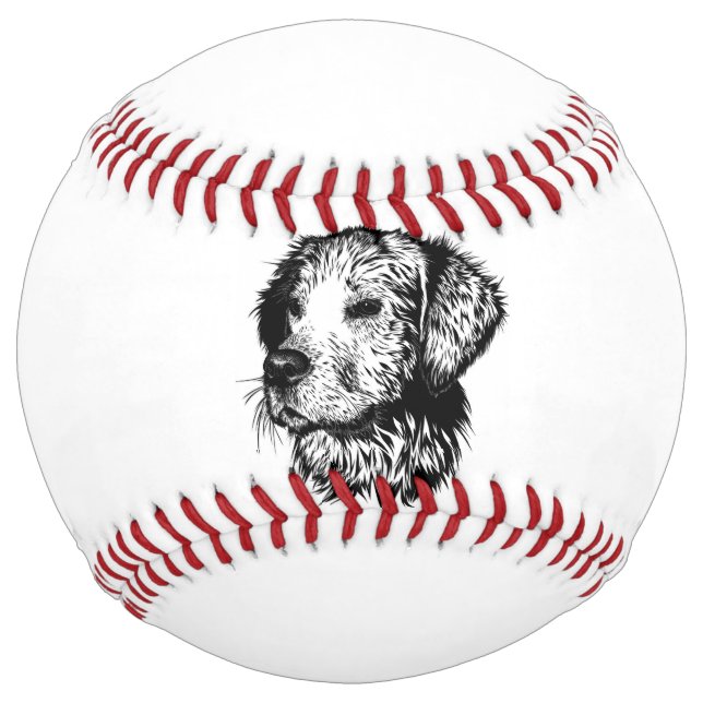 Balle De Softball Croquis en tête de canine (Devant)